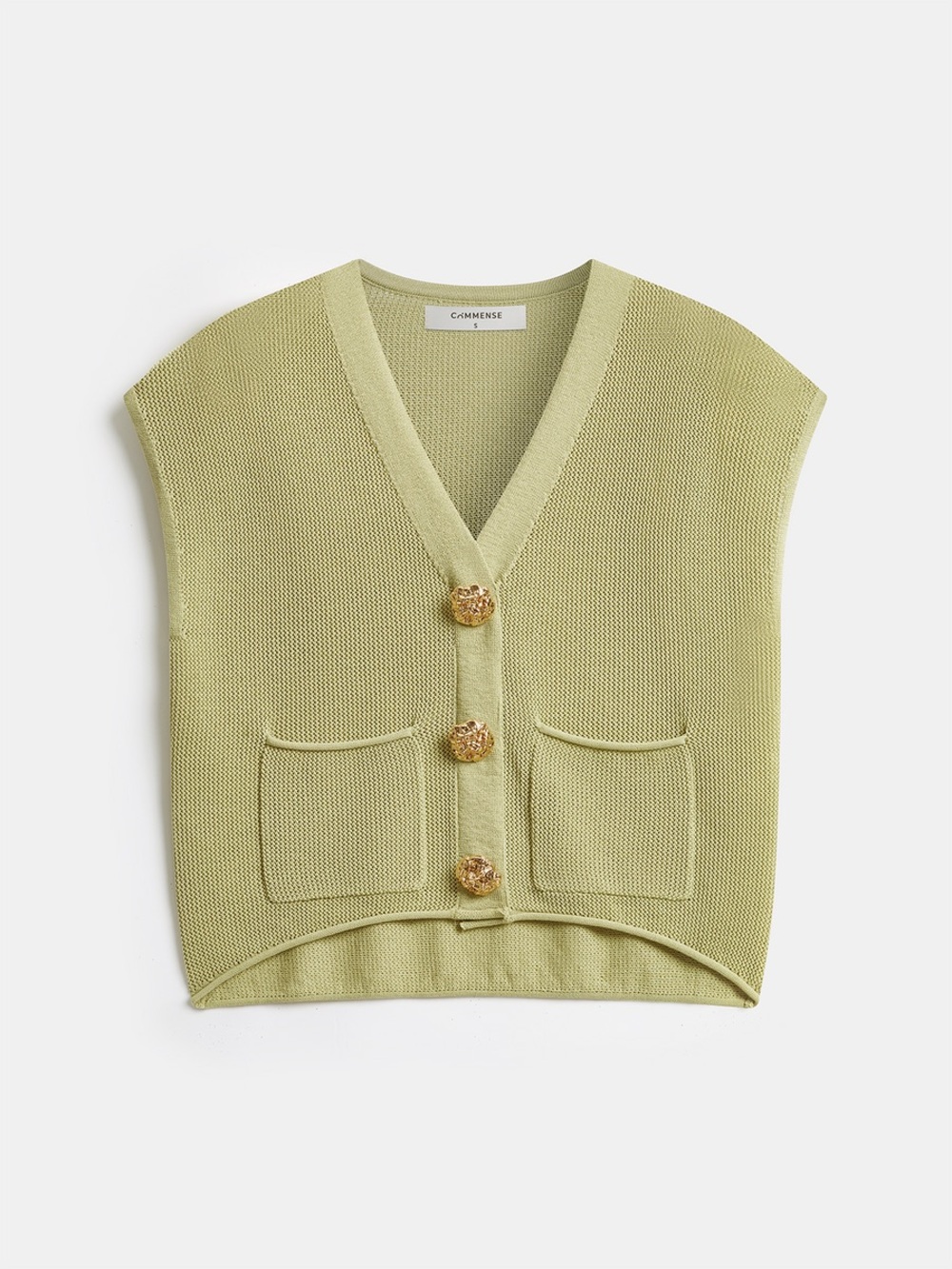 COMMENSE Embossed Button Sleeveless Knit Vest - Picture 2 of 4